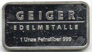 Schloss Guldengossa 999 Silver 1 oz Ingot Bar Medal Geiger Edelmetalle - H437