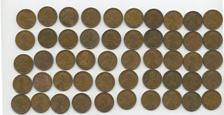 1911-P Lincoln Wheat Cent Roll 50 Coins Circulated  - SR161