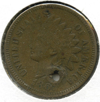 1867 Indian Cent Penny - United States - Copper - Holed - JK333