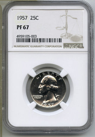 1957 Washington Proof Quarter NGC PF67 Certified - Philadelphia Mint - C478