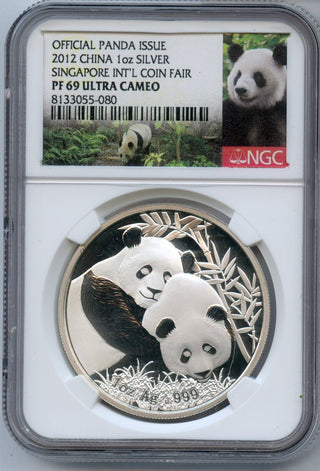 2012 China Panda 1 Oz Silver Proof NGC PF69 Singapore Coin Fair Coin OGP - JP622