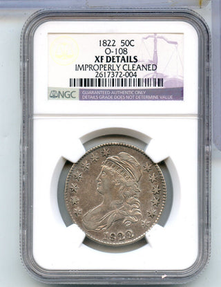1822-P O-108 Silver Bust Half Dollar 50c PCGS XF Details Philadelphia Mint- SR05