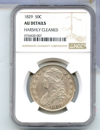 1829-P  Silver Bust Half Dollar 50c NGC AU Details Philadelphia Mint- SR06