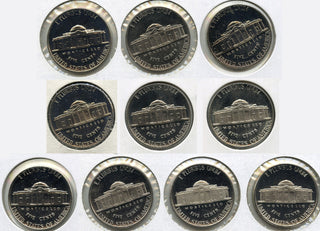 1970 - 1979-S Jefferson Nickel Proof Set Run of (10) Coins Lot Collection - H454