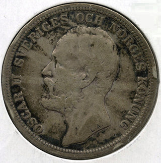 1900 Sweden Silver Coin 2 Kroner Oscar II - H587