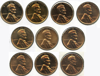 1960 - 1969 SMS Proof Lincoln Memorial Cent Pennies Run (10) Coins Lot Set H460