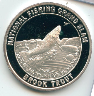 National Fishing Grand Slam Brook Trout Proof 1 Oz 999 Silver Round - SR152