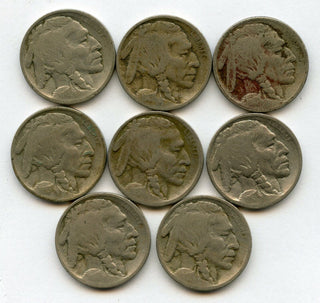 1913 Indian Head Buffalo Nickels - Type 1 - Lot of 8 Coins - JN348