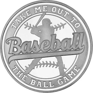 Take Me Out to the Ball Game 999 Silver 1 oz Baseball Medal Round Athlete