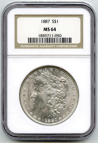 1887 Morgan Silver Dollar NGC MS64 Certified $1 Philadelphia Mint - H592