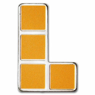 Tetris L Shape 999 Silver 1 oz 2023 Coin $2 Niue Tetrimino Block Orange - JP433