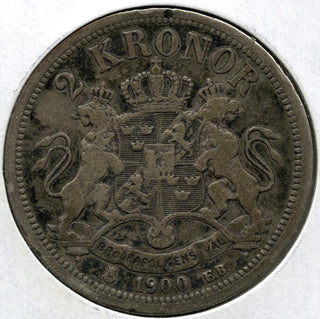 1900 Sweden Silver Coin 2 Kroner Oscar II - H587
