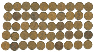 1918-P Lincoln Wheat Cent Roll 50 Coins Circulated  - SR162