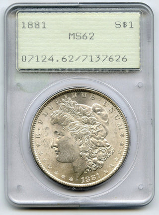 1881 Morgan Silver Dollar PCGS MS62 Certified Green Label - Philadelphia - H595