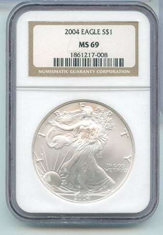 2004-P American Silver Eagle 1 oz Silver Dollar NGC MS69 - SR43