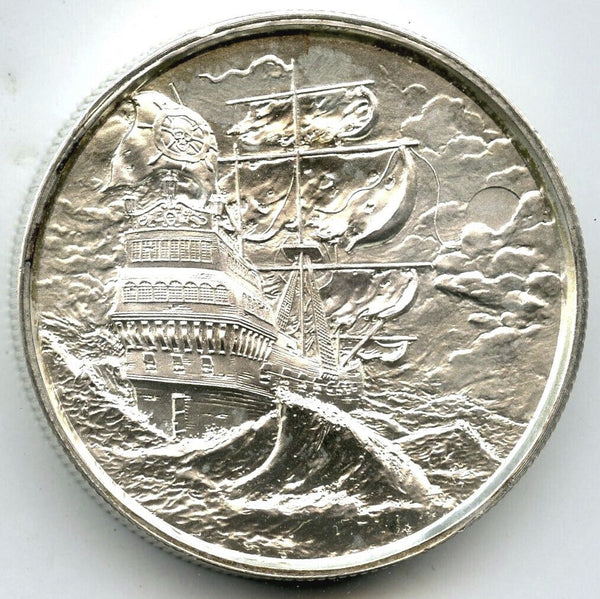 Storm Pirate Ship 999 Silver 2 oz Medal No Prey No Pay Privateer HR Round - H413