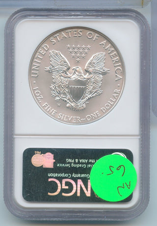 2008-W American Silver Eagle 1 oz Silver Dollar ER NGC MS70 West Point Mint-SR50