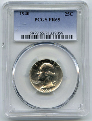 1940 Washington Proof Silver Quarter PCGS PR 65 Certified - H569