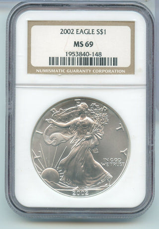 2002-P American Silver Eagle 1 oz Silver Dollar NGC MS69 - SR41