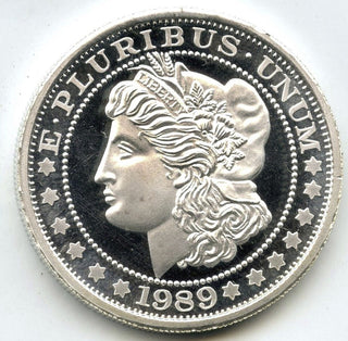1989 Morgan Lady Liberty 999 Silver 1 oz Art Medal Round Gulf Western Promo H432