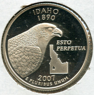 2007-S Idaho State Quarter Silver Proof Coin 25c Statehood - JN135