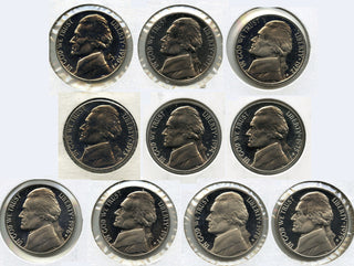 1970 - 1979-S Jefferson Nickel Proof Set Run of (10) Coins Lot Collection - H454