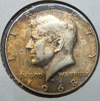 1968-D Kennedy Silver Half Dollar - Toning Toned - Denver Mint - C618
