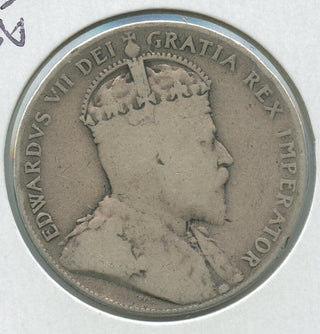 1909 Canada New Foundland Silver 50 Cents Coin Edward VII - SR112