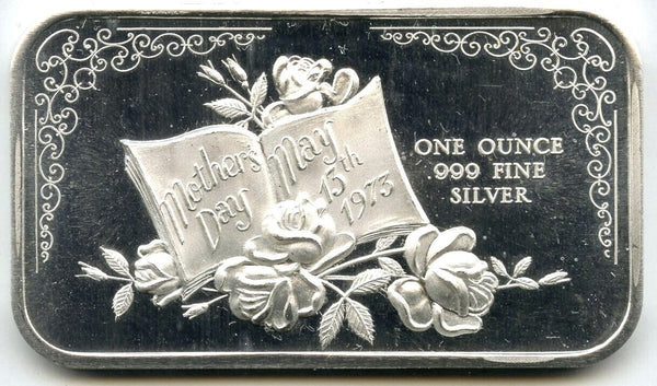 Mother's Day 1973 Art Bar 999 Silver 1 oz Ingot Medal - H509
