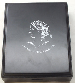 Canadian Peace Dollar Black Wood Certified Slab Coin Box - No Coin - H548
