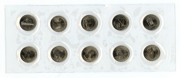 2010 American the Beautiful Park Quarters Circulating Coin Set P & D Mint DM905