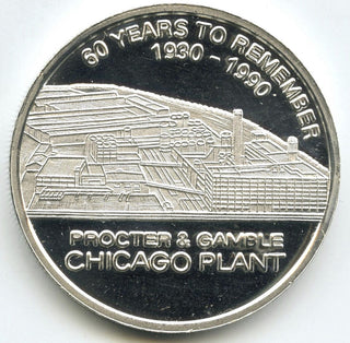 Procter & Gamble 1990 Chicago Plant 60 Years Medal 999 Silver 2 oz Round - H538