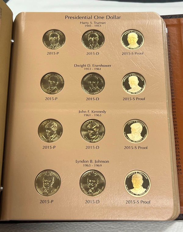 2007-2016 U.S. Presidential Dollar Complete Coin Set 117 Coins Dansco 8154 SR275