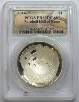 2014-P Baseball Hall of Fame Silver Dollar PCGS PR69 DCAM Philadelphia Mint B538