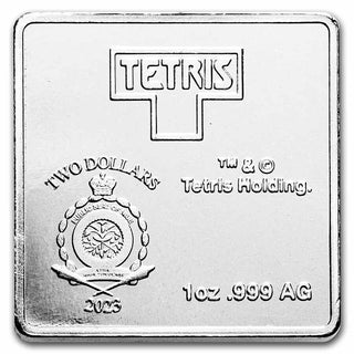 Tetris O Shape Yellow 1 Oz 999 Silver 2023 Niue $2 Coin Tetrimino Block - JP431