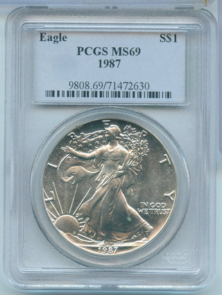 1987 American Silver Eagle 1 oz Silver Dollar PCGS MS69 - SR194