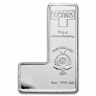 Tetris L Shape 999 Silver 1 oz 2023 Coin $2 Niue Tetrimino Block Orange - JP433