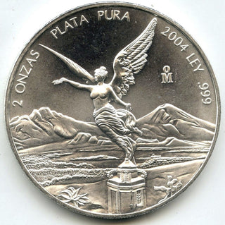 2004 Mexico Libertad 2 oz Onzas 999 Silver Plata Pura Mexican Bullion Coin H528