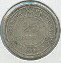1906 British Honduras Silver 25 Cents Coin Edward VII - SR115