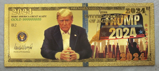 2024 Donald Trump Flag & Skyline Note Novelty 24K Gold Foil Plated Bill - GFN75