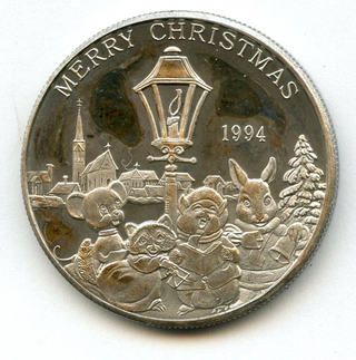 1994 Merry Christmas + Peace On Earth 999 Silver 1 oz Medal Holiday X-Mas JN333