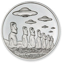 UFOs Over Easter Island Moai 1 Oz 999 Silver Round Medallion - JP012