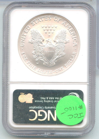 2008-W NGC MS70 American Silver Eagle Reverse OF 2007 1oz 999 West Point - ER814