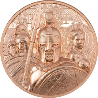 2023 Sparta Copper 50g Proof Coin $1 Cook Islands 999 w/ COA Warrior - JP370
