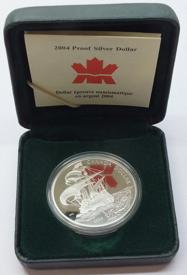 2004 Canada French Settlement Proof Silver $1 Dollar 400th Ann Coin + Case G635