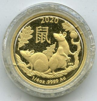 2020 Australia Year Rat $25 Coin 9999 Gold 1/4 oz Lunar Commemorative Mouse B724