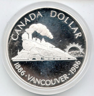 1986 Canada Silver Dollar Vancouver Transcontinental Railroad OGP - DN037
