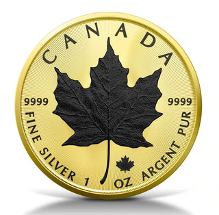 2023 Canada Maple Leaf 1 Oz Silver 24K Gold & Black Platinum Coin JP566