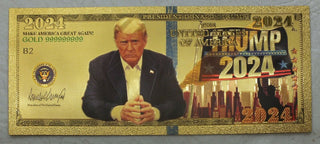 Donald Trump 2024 Flag & Skyline Note Novelty 24K Gold Foil Plated Bill LG634