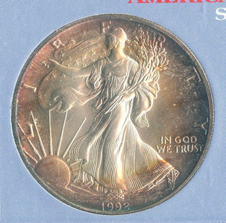 1992 Toned American Silver Eagle 1oz 999 Silver - KR788